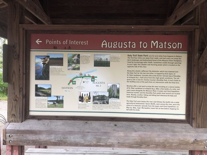 Augusta to Matson Marker. Click for full size. Augusta to Matson Marker image. Click for full size.