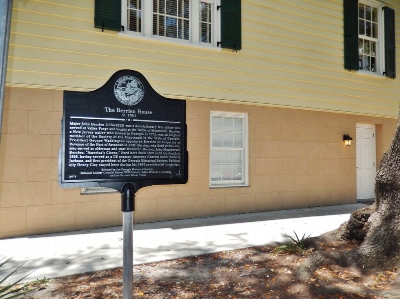 The Berrien House Marker (<i>wide view; east side of subject house in background</i>) image. Click for full size.