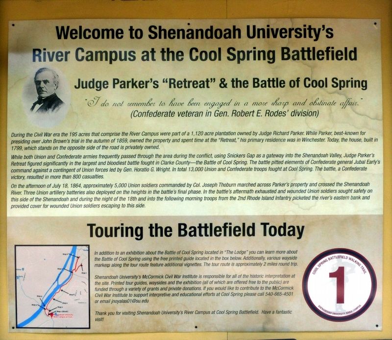 Judge Paker's “Retreat” & the Battle of Cool Spring Marker image. Click for full size.