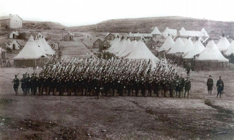34th Massachusetts Infantry in camp, Fort Lyon, Va. image. Click for full size.