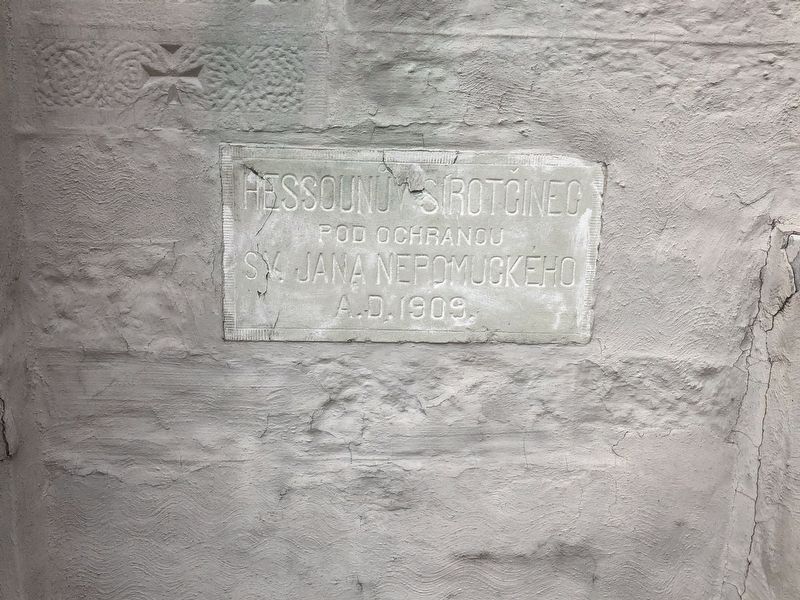 Cornerstone of the chapel (in Czech). Click for full size. Cornerstone of the chapel (in Czech) image. Click for full size.