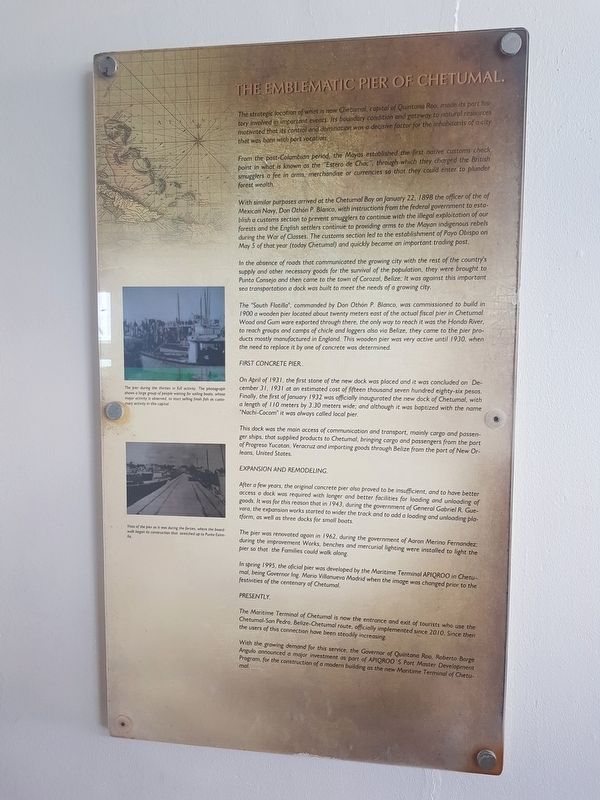 The Emblematic Pier of Chetumal Marker English text image. Click for full size.