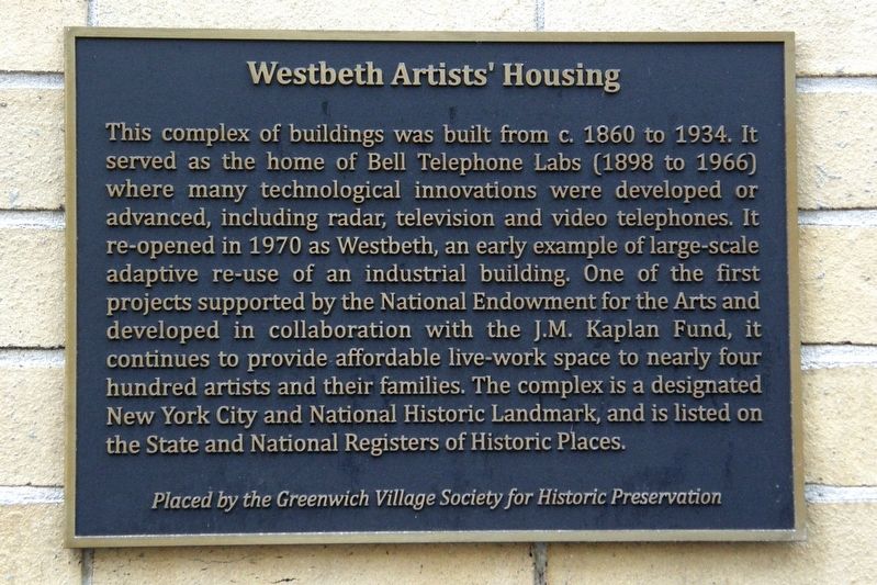 Westbeth Artists’ Housing Marker image. Click for full size.
