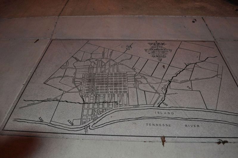 Founding of Florence embedded in concrete at corner of Court & Tennessee Streets image. Click for full size.