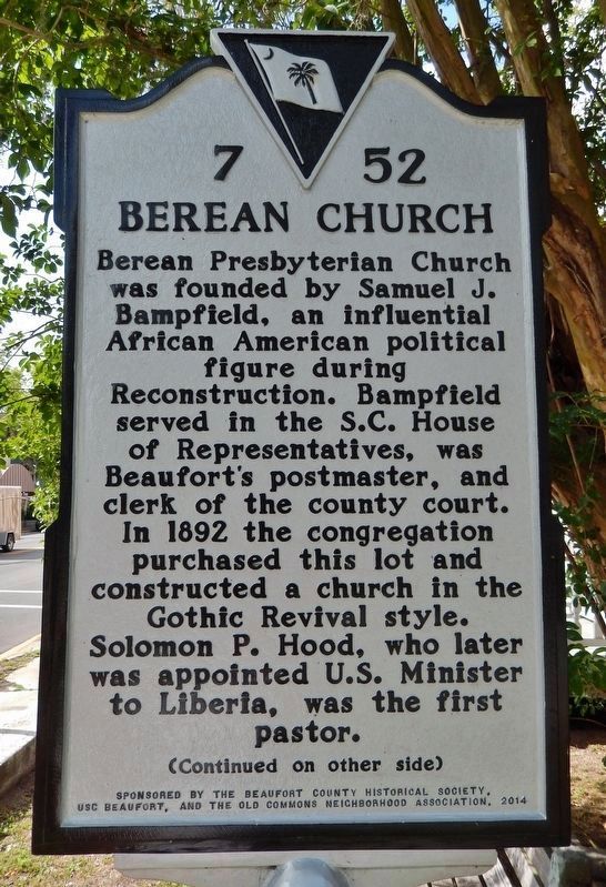 Berean Church Marker<br>(<i>side 1 • faces north • church on right</i>) image. Click for full size.