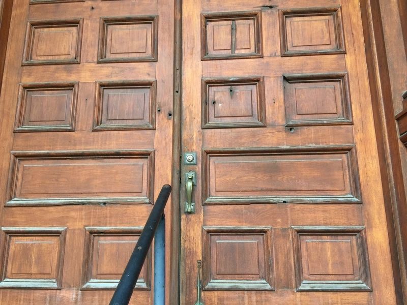 Bullets Holes in Courthouse Doors image. Click for full size.