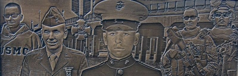 Closeup of artwork on memorial plaque image. Click for full size.