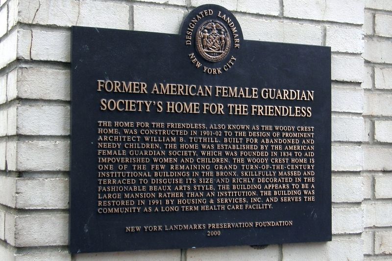 Former American Female Guardian Societys Home for the Friendless Marker image. Click for full size.