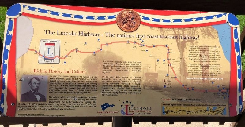 The Lincoln Highway - The nation's first coast-to-coast highway! Marker image. Click for full size.