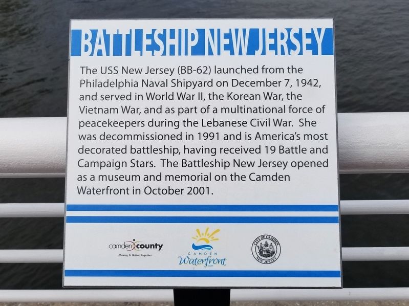 Battleship New Jersey Marker image. Click for full size.