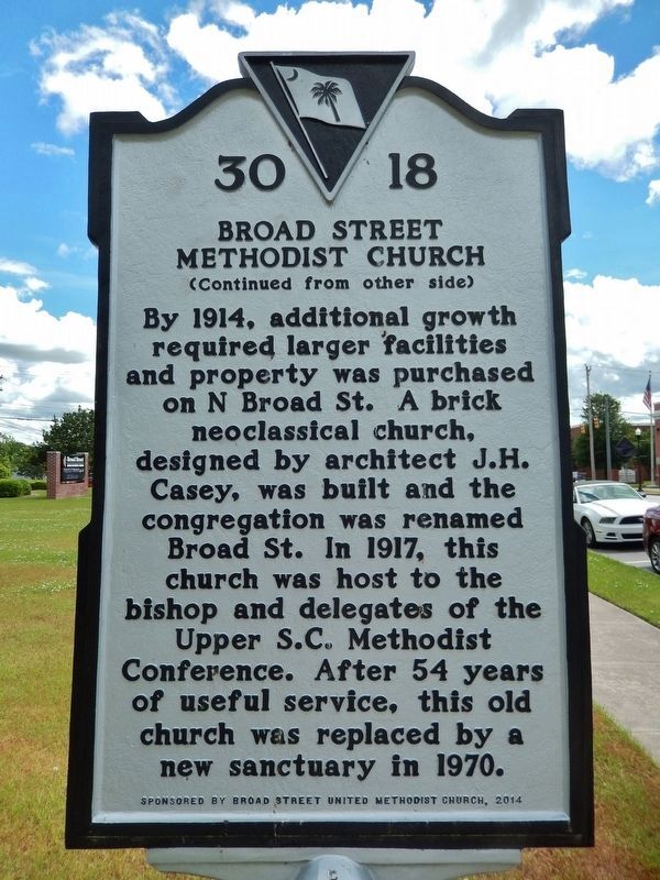 Broad Street Methodist Church Marker<br>(<i>side 2</i>) image. Click for full size.