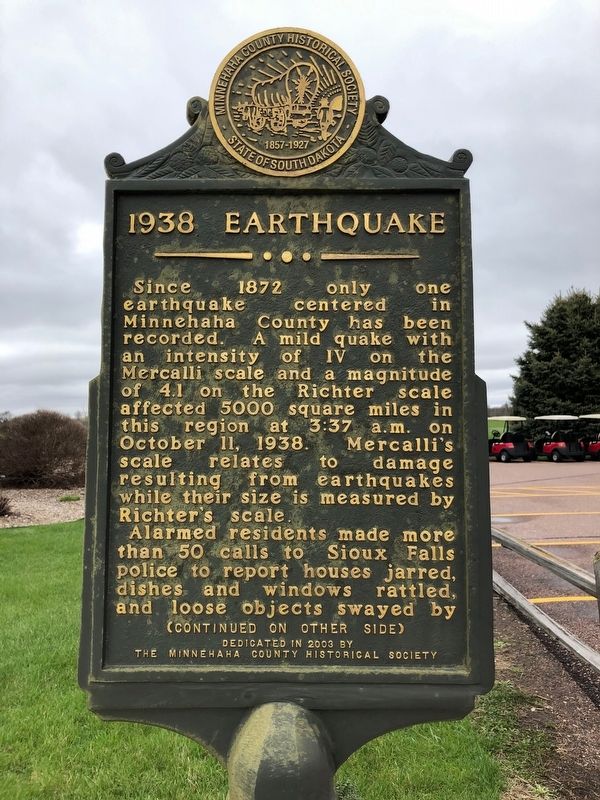 1938 Earthquake Marker image. Click for full size.