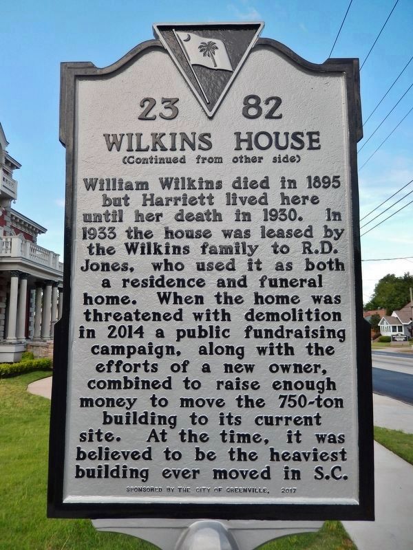 Wilkins House Marker <br>(<i>side 2 • faces north • house is left of marker</i>) image. Click for full size.