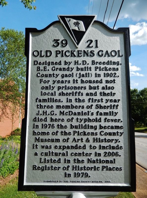 Old Pickens Gaol Marker image. Click for full size.