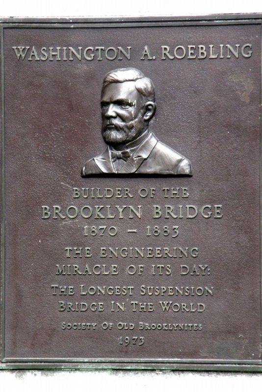 Washington A. Roebling Marker. Click for full size. Washington A. Roebling Marker image. Click for full size.