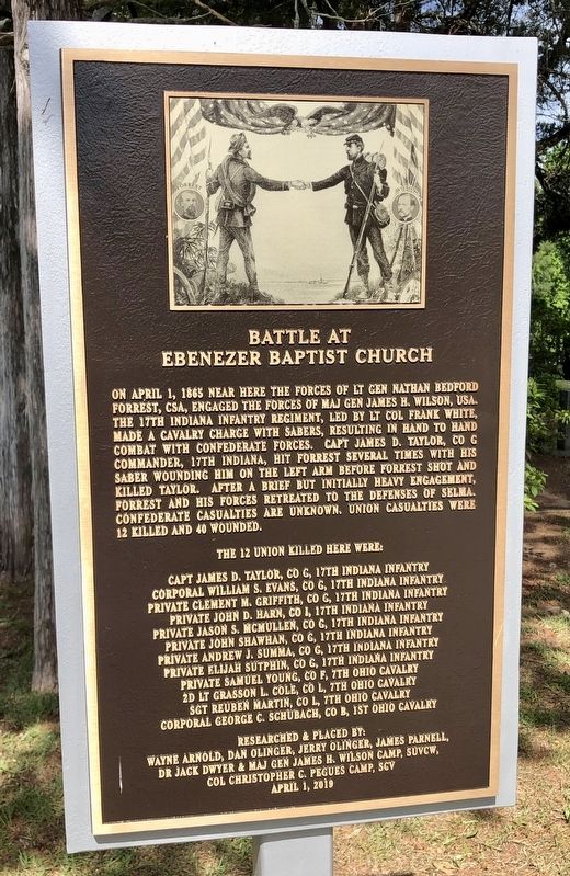 Battle at Ebenezer Baptist Church Marker image. Click for full size.