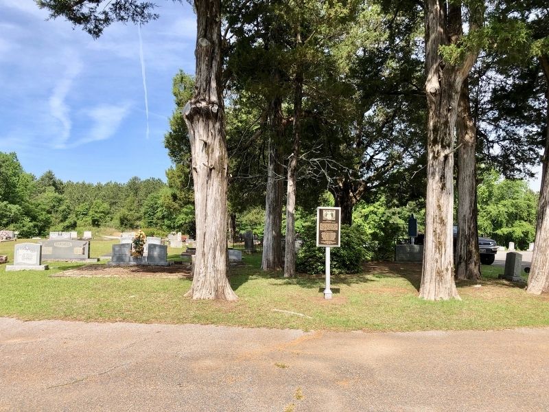 Battle at Ebenezer Baptist Church Marker under cedar trees at the cemetery. image. Click for full size.