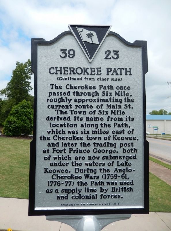 Cherokee Path Marker<br>(<i>side 2 • faces south • Town Hall left of marker</i>) image. Click for full size.