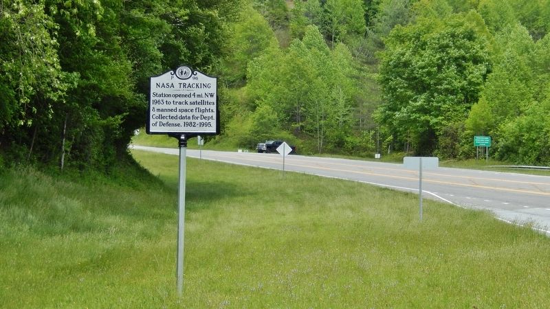 NASA Tracking Marker (<i>view looking north along US-64; US-178 in backround on right</i>). Click for full size. NASA Tracking Marker (<i>view looking north along US-64; US-178 in backround on right</i>) image. Click for full size.