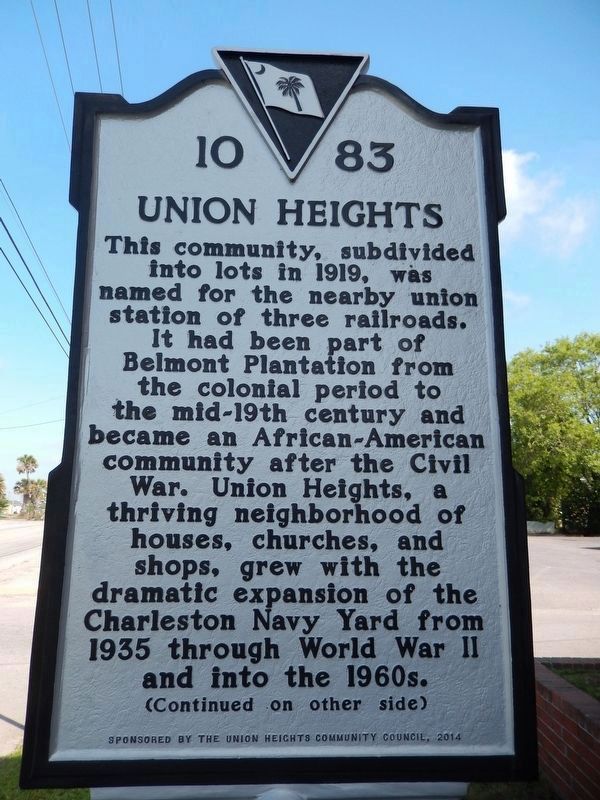 Union Heights Marker<br>(<i>side 1  faces south  church on right</i>) image. Click for full size.