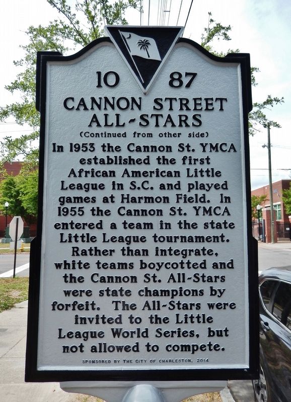 Cannon Street All-Stars Marker<br>(<i>side 2 • faces south • Harmon Field on left</i>) image. Click for full size.