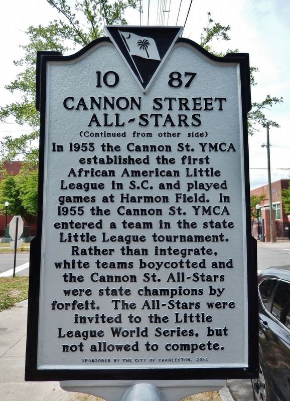 Cannon Street All-Stars Marker<br>(<i>side 2 � faces south � Harmon Field on left</i>) image. Click for full size.