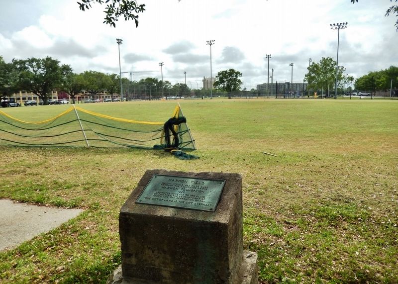 Harmon Field (<i>view looking west across Harmon Field from near marker</i>) image. Click for full size.
