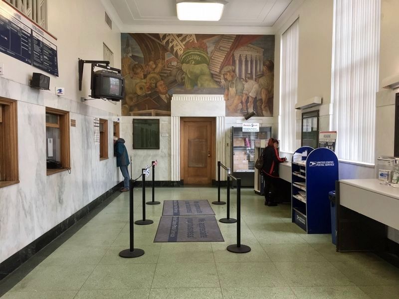 Woodhaven Post Office - interior with Ben Shahn mural image. Click for full size.