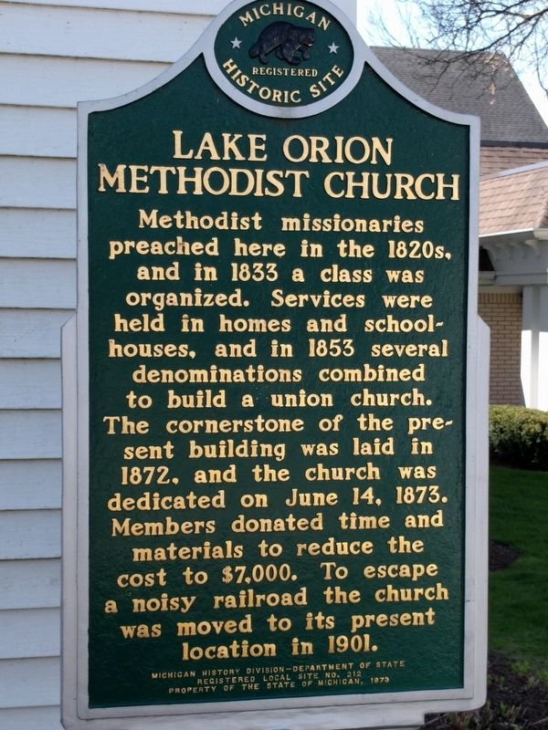 Lake Orion Methodist Church Marker. Click for full size. Lake Orion Methodist Church Marker image. Click for full size.