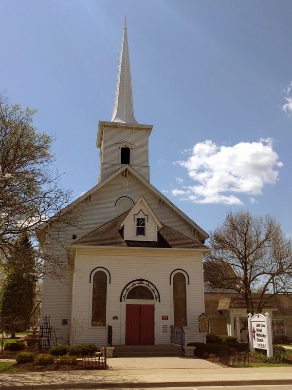 Lake Orion Methodist Church and Marker image. Click for full size.
