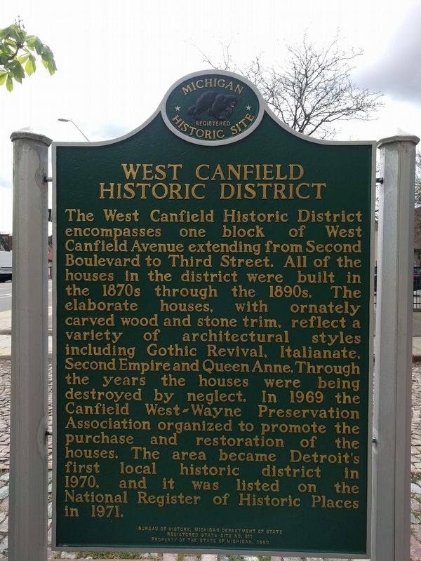 West Canfield Historic District Marker (side 2) image. Click for full size.