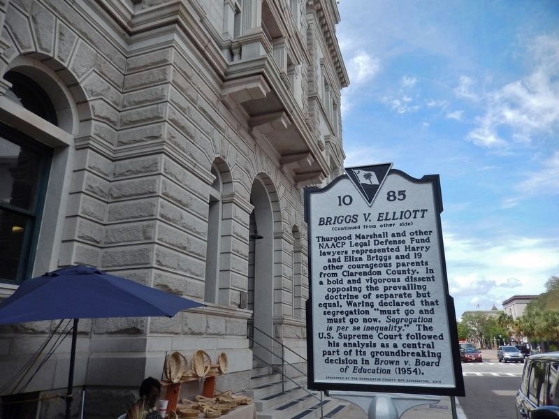 <i>Briggs V. Elliott</i> Marker<br>(<i>side 2 � wide view � post office lobby entrance on left</i>) image. Click for full size.