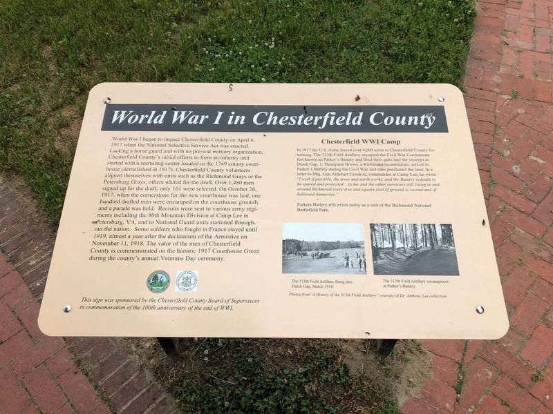 World War I in Chesterfield County Marker image. Click for full size.