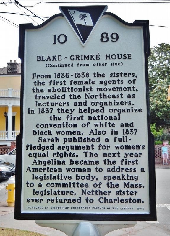 Blake-Grimk� House Marker<br>(<i>side 2 � faces west � Bay Street in background</i>) image. Click for full size.