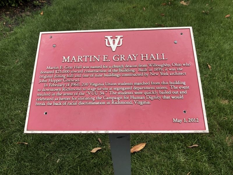 Martin E. Gray Hall Marker. Click for full size. Martin E. Gray Hall Marker image. Click for full size.