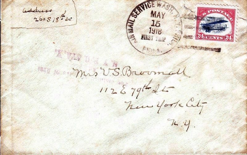 This Envelope Flew on the First Airmail Flight from Washington image. Click for full size.