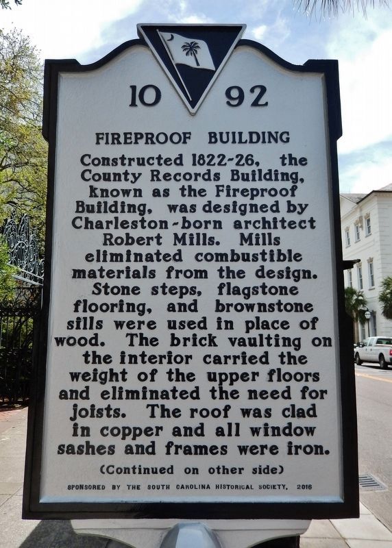 Fireproof Building Marker<br>(<i>side 1  faces north  Meeting Street on right</i>) image. Click for full size.