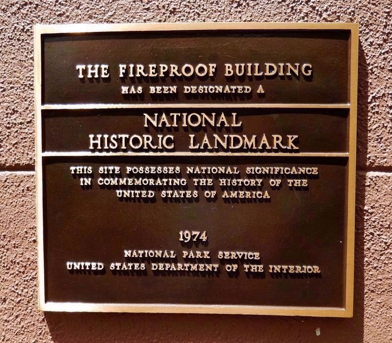 Fireproof Building National Historic Landmark Plaque<br>(<i>mounted on building's south portico</i>) image. Click for full size.