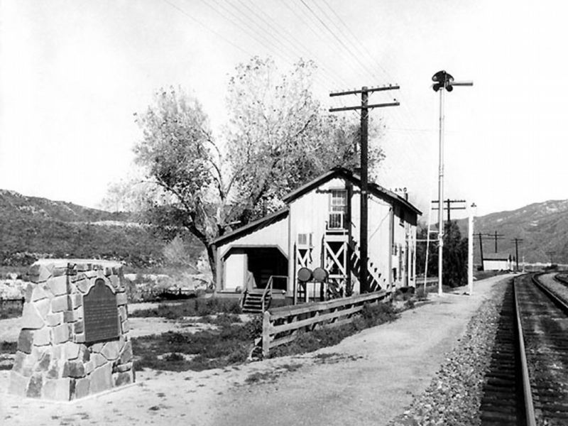 Lang Station and Original California Marker image. Click for full size.