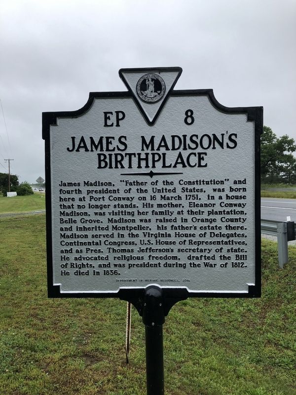 James Madison's Birthplace Marker image. Click for full size.