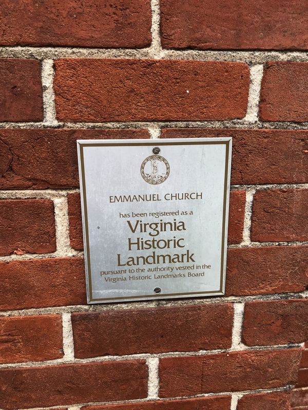 Virginia Historic Landmark plaque on the church building image. Click for full size.