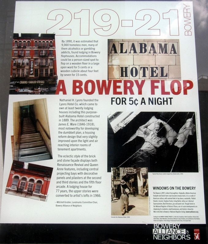 A Bowery Flop Marker image. Click for full size.