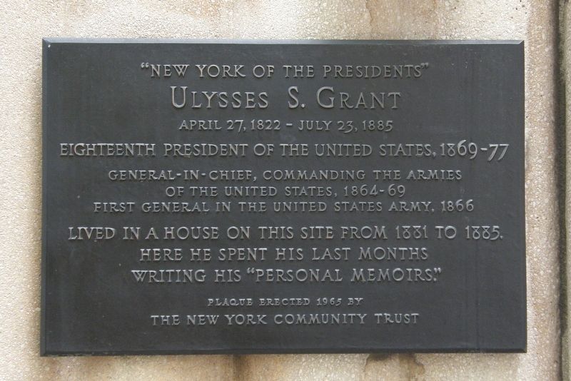 “New York of the Presidents” Marker. Click for full size. “New York of the Presidents” Marker image. Click for full size.