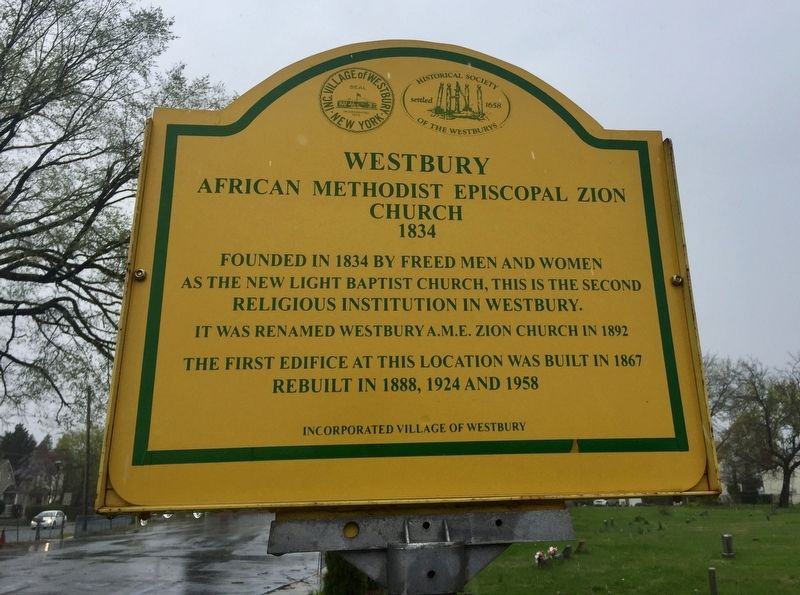 Westbury African Methodist Episcopal Zion Church Marker image. Click for full size.