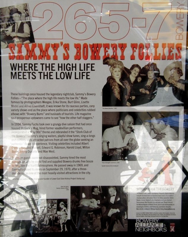 Sammy's Bowery Follies Marker. Click for full size. Sammy's Bowery Follies Marker image. Click for full size.