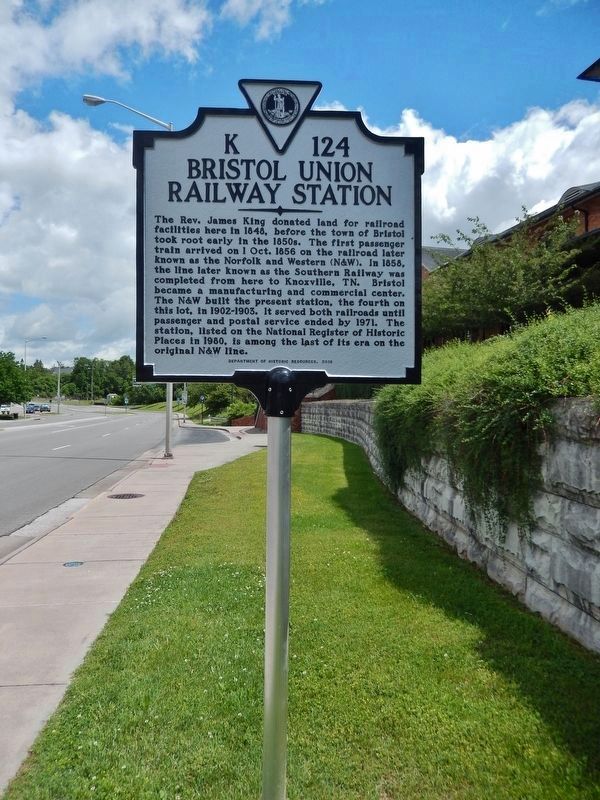Bristol Union Railway Station Marker (<i>tall view Martin Luther King Jr. Blvd on left</i>). Click for full size. Bristol Union Railway Station Marker (<i>tall view Martin Luther King Jr. Blvd on left</i>) image. Click for full size.