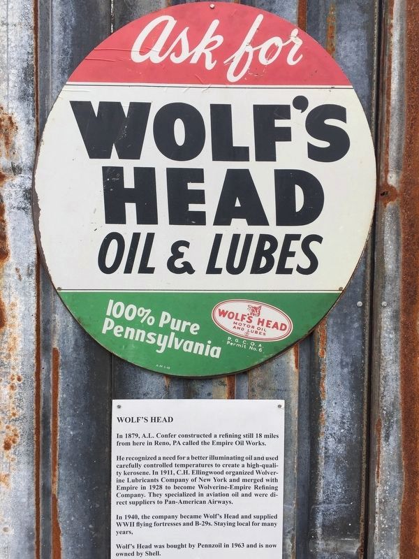 Wolf's Head Oils and Lubes Marker image. Click for full size.