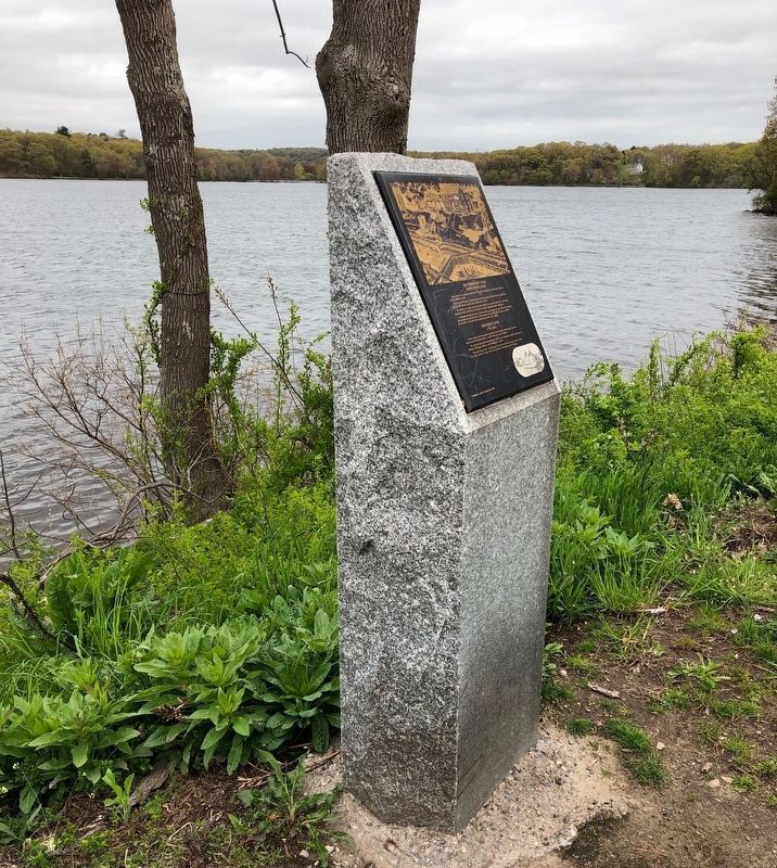 Old Middlesex Canal Marker on Horn Pond. image. Click for full size.