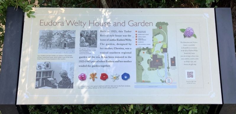 Eudora Welty House & Garden interpretive marker. image. Click for full size.