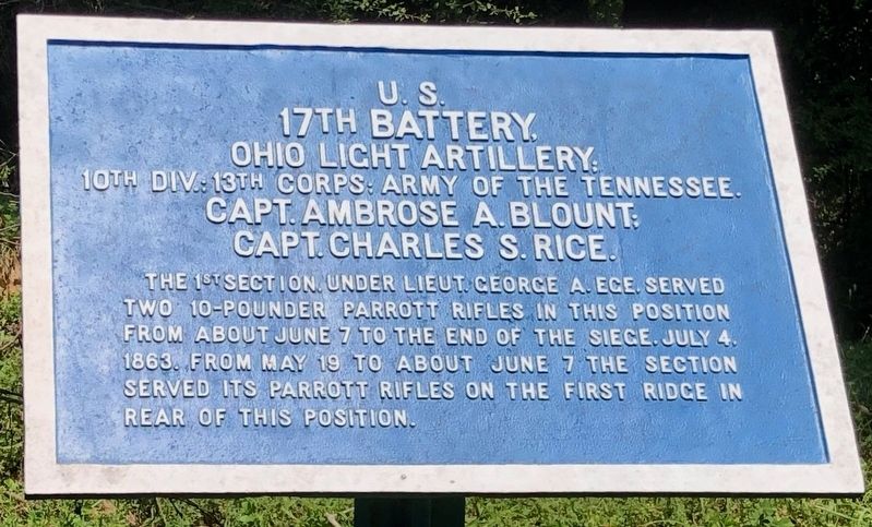 <small>U.S.</small> 17th Battery. Marker image. Click for full size.